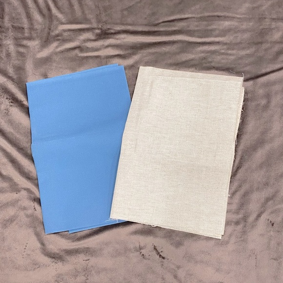 Lot of 2 Blue and Natural Aida cross stitch embroidery Fabric - Picture 1 of 3